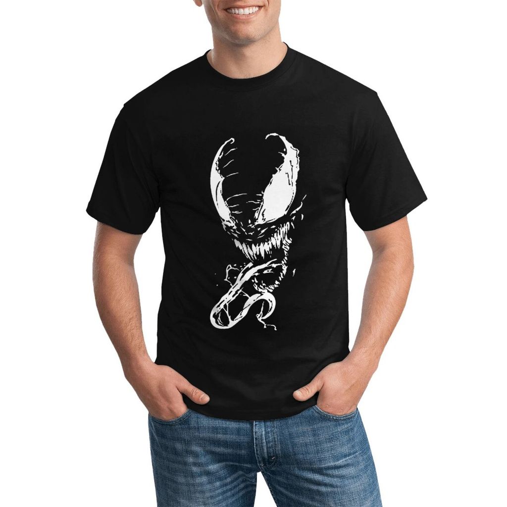 Venom Mask Face Comic Lightweight Plus Size Crew Neck T Shirt ผ้าฝ้าย 100% เพื่อความสบาย