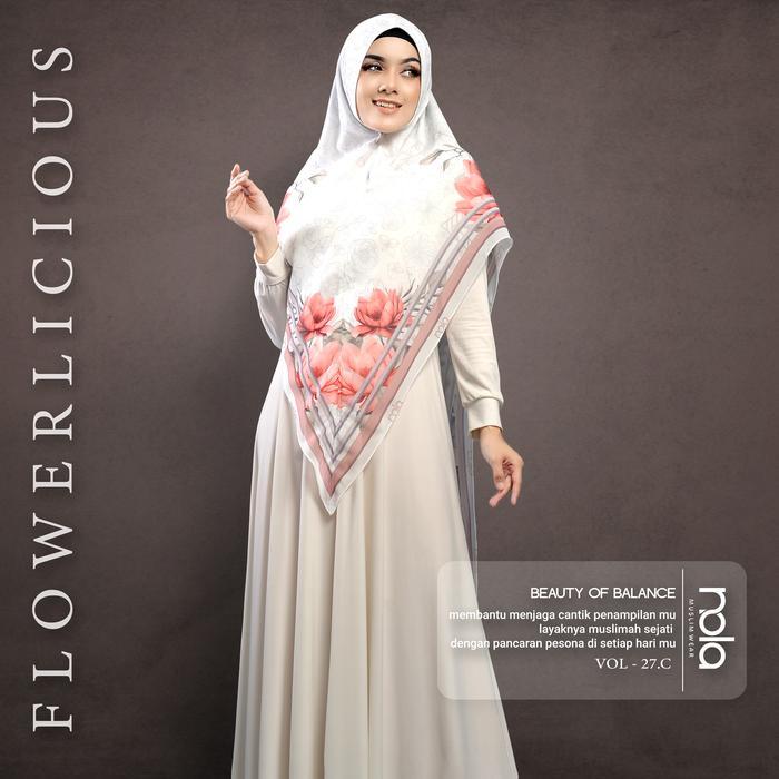3P9U9- Nola-Khimar Printing V27 Instant Hijab 2 ชั้น Broken White Edition Ceruti Ceruty