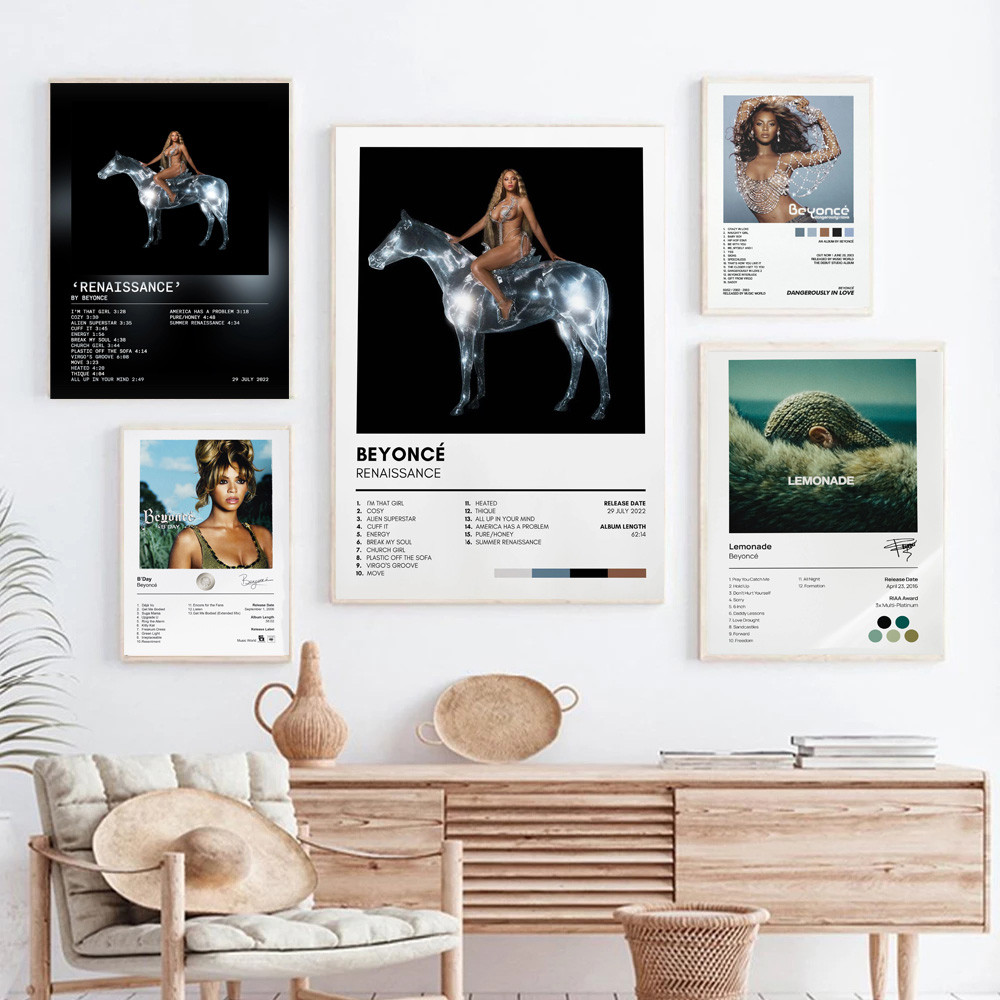 Beyonce Renaissance อัลบั้ม Beyoncé Lemonade เพลงอัลบั้มโปสเตอร์พิมพ์ Wall Art ภาพวาดภาพของขวัญตกแต่