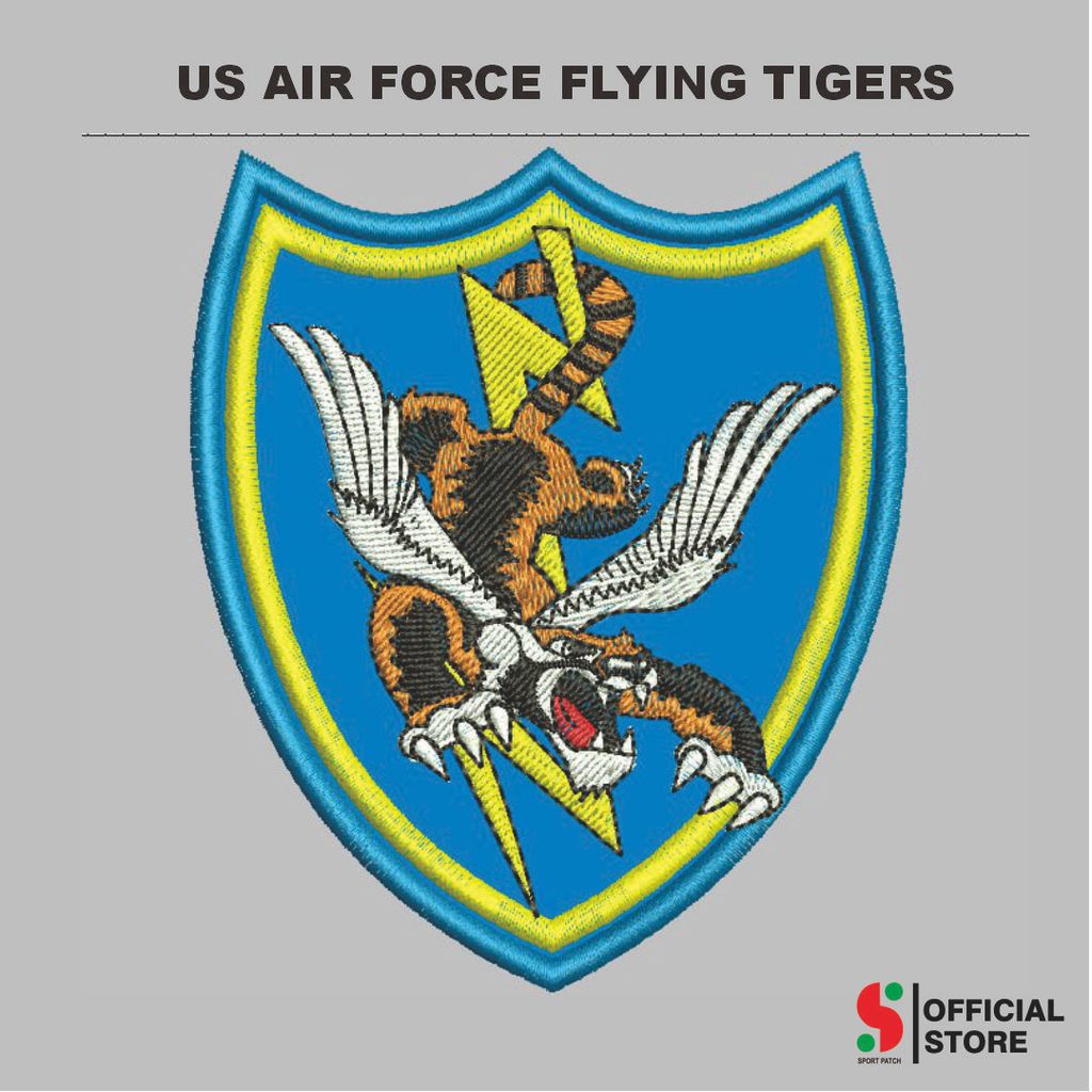SPORT-748 PATCH US AIR FORCE FLYING TIGERS คอมพิวเตอร์โลโก้ EMBROIDERY