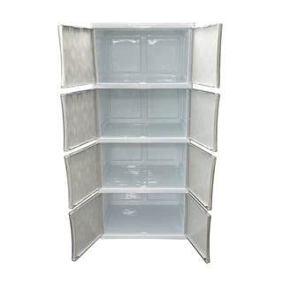ตู้บานเปิด 4 ชั้น โครงทึบ Leaf KASSA HOME รุ่น ZKG-Clear Vid-V.2 ขนาด 70 x 50 x 162 ซม. สีขาว - เทา