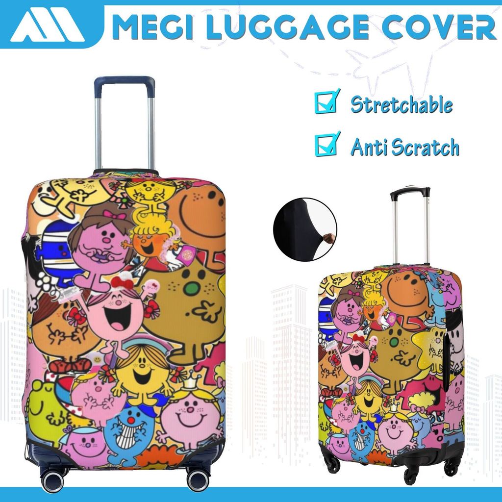 ผ้าคลุมกระเป๋าเดินทาง ผ้าสแปนเด็กซ์ แบบยืดหยุ่น ยืดหยุ่น Mr. Men & Little Miss Travel Luggage Cover 