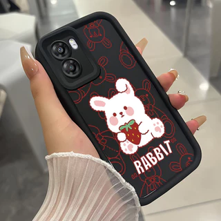 เคสสำหรับ OPPO A57 2022 A77 A2022 A57s A57e A77s เคสโทรศัพท์กระต่ายหมีสามสีซิลิโคนกันกระแทก
