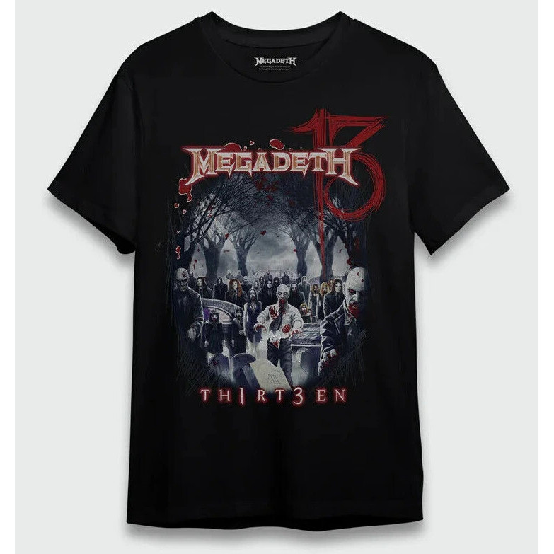 90s Casual Fashion Short Sleeve Official T-Shirt Megadeth - Thirteen Ii (F/B)