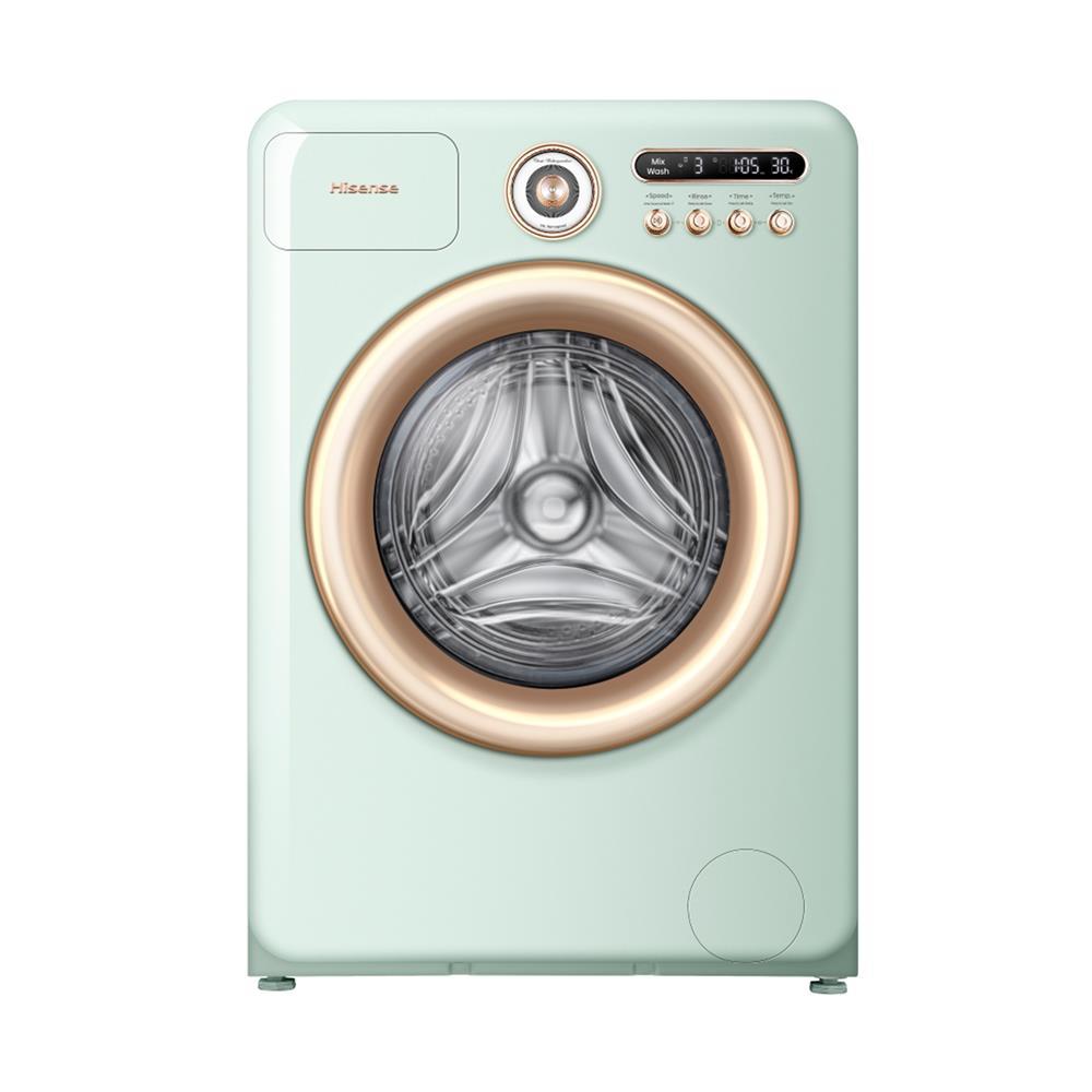 [จัดส่งพร้อมติดตั้ง] HISENSE เครื่องซักอบผ้าฝาหน้า  WD105R5 10.5/7 กก. 1400RPM อินเวอร์เตอร์ สีเขียว