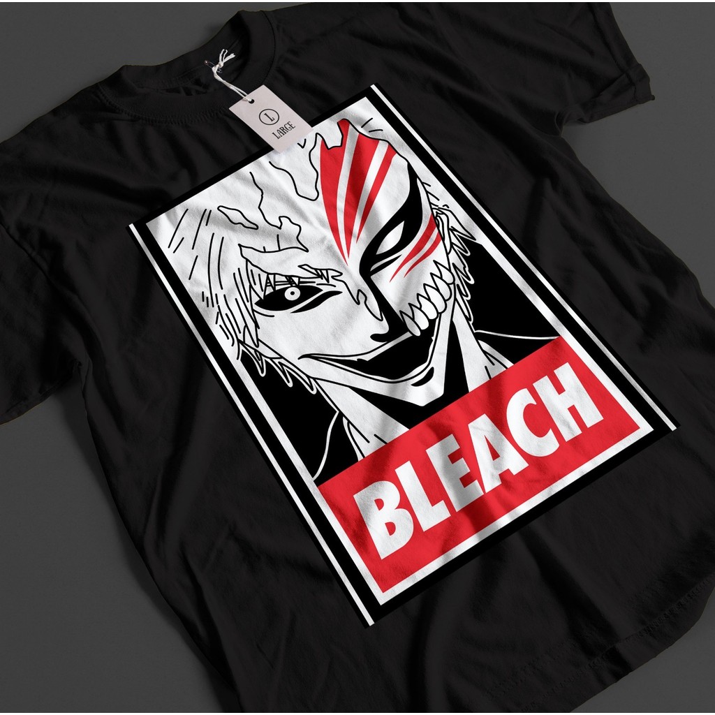 เสื้ออนิเมะฟอกขาว Ichigo Bankai เสื้อยืด Byakuya Tshirt Aizen Zaraki เสื้อยืด Unisex