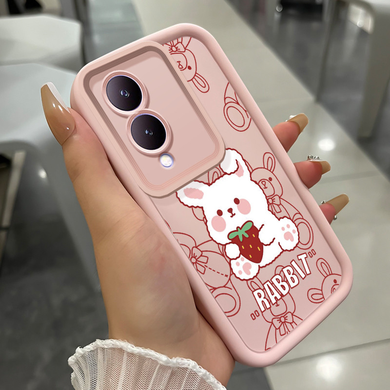 เคสสำหรับ VIVO Y17S Y36i G2 Y28 5G เคสโทรศัพท์กระต่ายหมีสามสีซิลิโคนกันกระแทก
