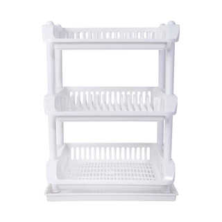 ที่คว่ำจานพลาสติก 3 ชั้น พร้อมถาดรองน้ำ KASSA HOME รุ่น DMT-9850-2/3WH ขนาด 48.5 x 36 x 64 ซม. สีขาว