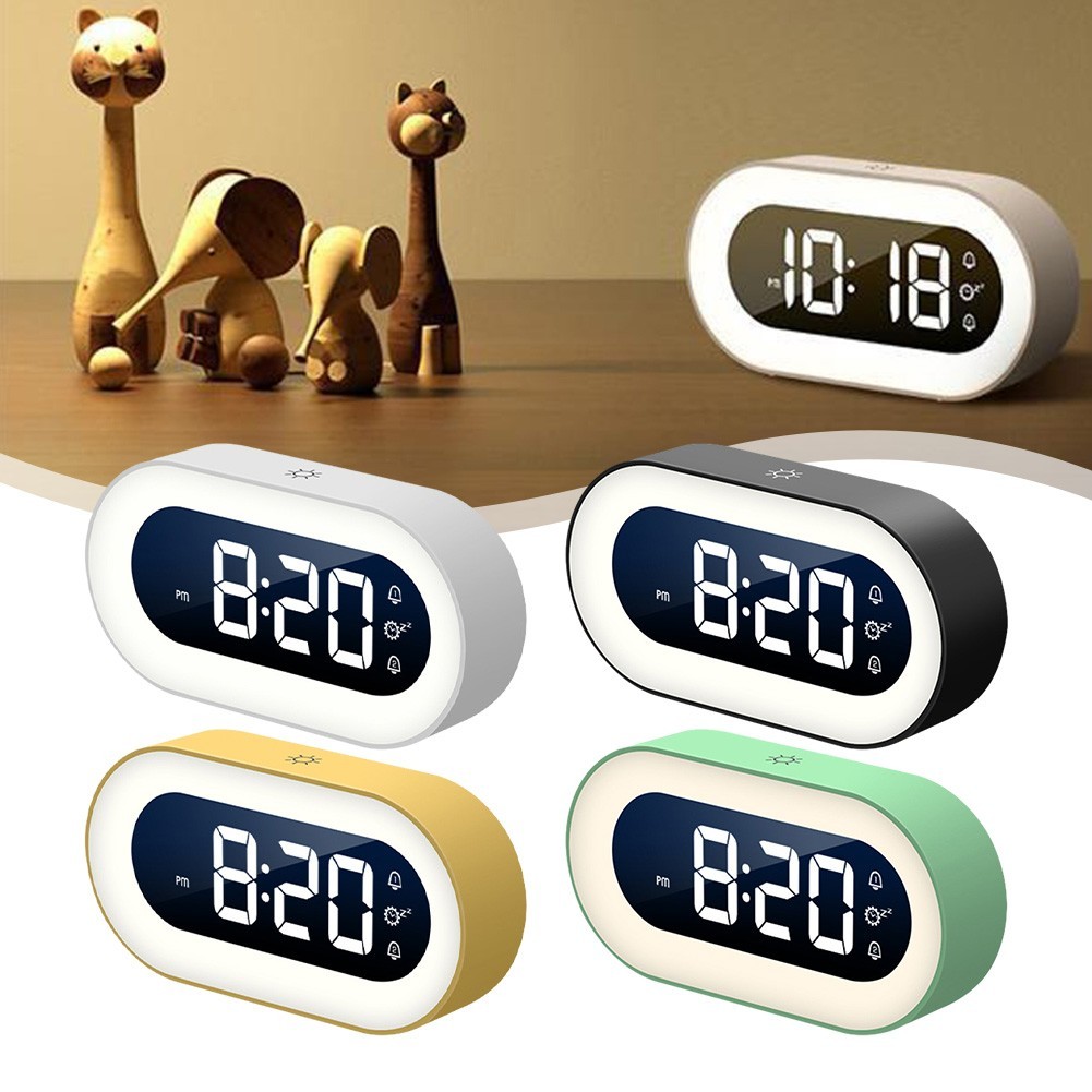 VARSTTRLed Music Alarm Clock Music Digital Alarm Clock Night Light Design Desktop Clock