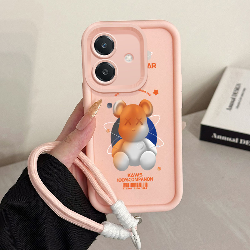 เคสสำหรับ OPPO A3 4G A3 Pro 5G A3X 4G A3X 5G A40 A60 5G เคสโทรศัพท์หมีสามสีซิลิโคนสายคล้องกันกระแทก