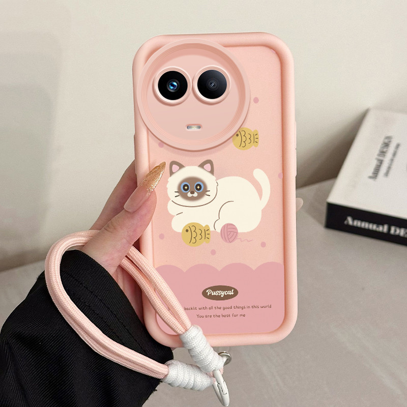 เคสสำหรับ Realme 11 4G 11 5G 11X 5G C67 5G V50s 5G Narzo 60X 5G เคสโทรศัพท์แมวน่ารักสามสีซิลิโคนสายคล้องกันกระแทก