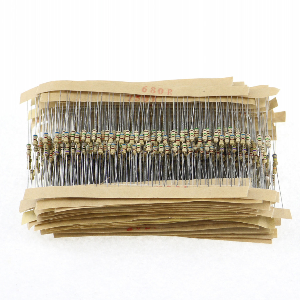 1000 ชิ้น/ล็อต 1/4W 0.25W Carbon Film Resistor Assortment Kit 2.2 โอห์ม 2.2 M ohm Resistors Assortme