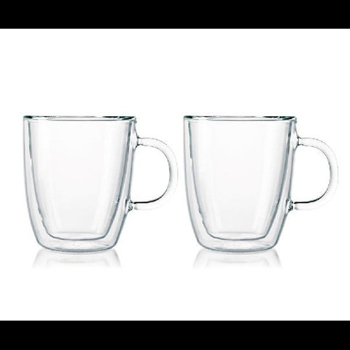 BODUM Glass Cup Tumbler BISTRO Double Wall Mug 300ml, Set of 2, Heat and cold retention, structure, 