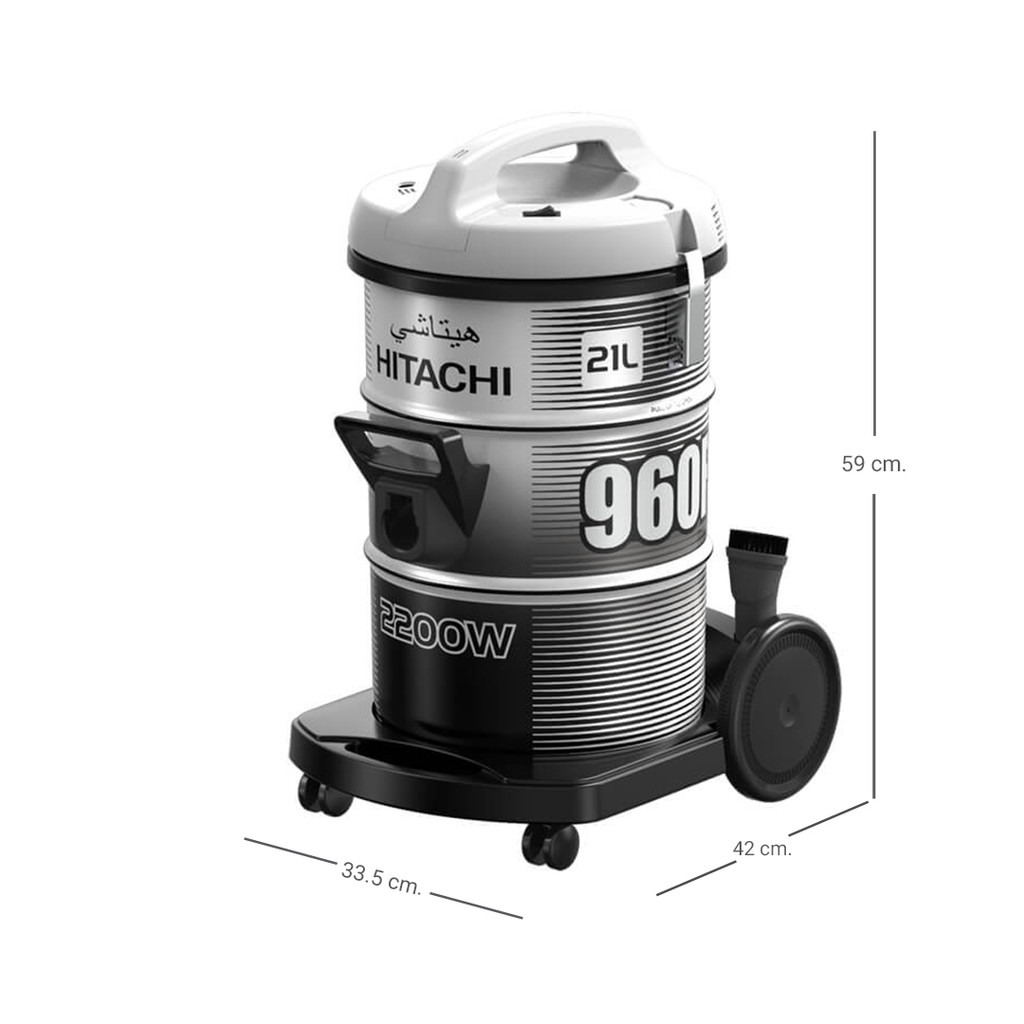 Hitachi เครื่องดูดฝุ่น ชนิดถังเก็บฝุ่น Drum รุ่น CV-960F 2200 วัตต์ สีแพลตทินัม เกรย์ CV-960F PG