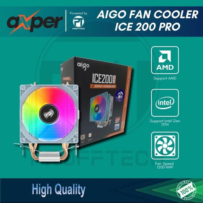CPU Cooler - Aigo Ice 200 Pro - RGB Air Cooling 2pipe Aigo ICE200 Pro