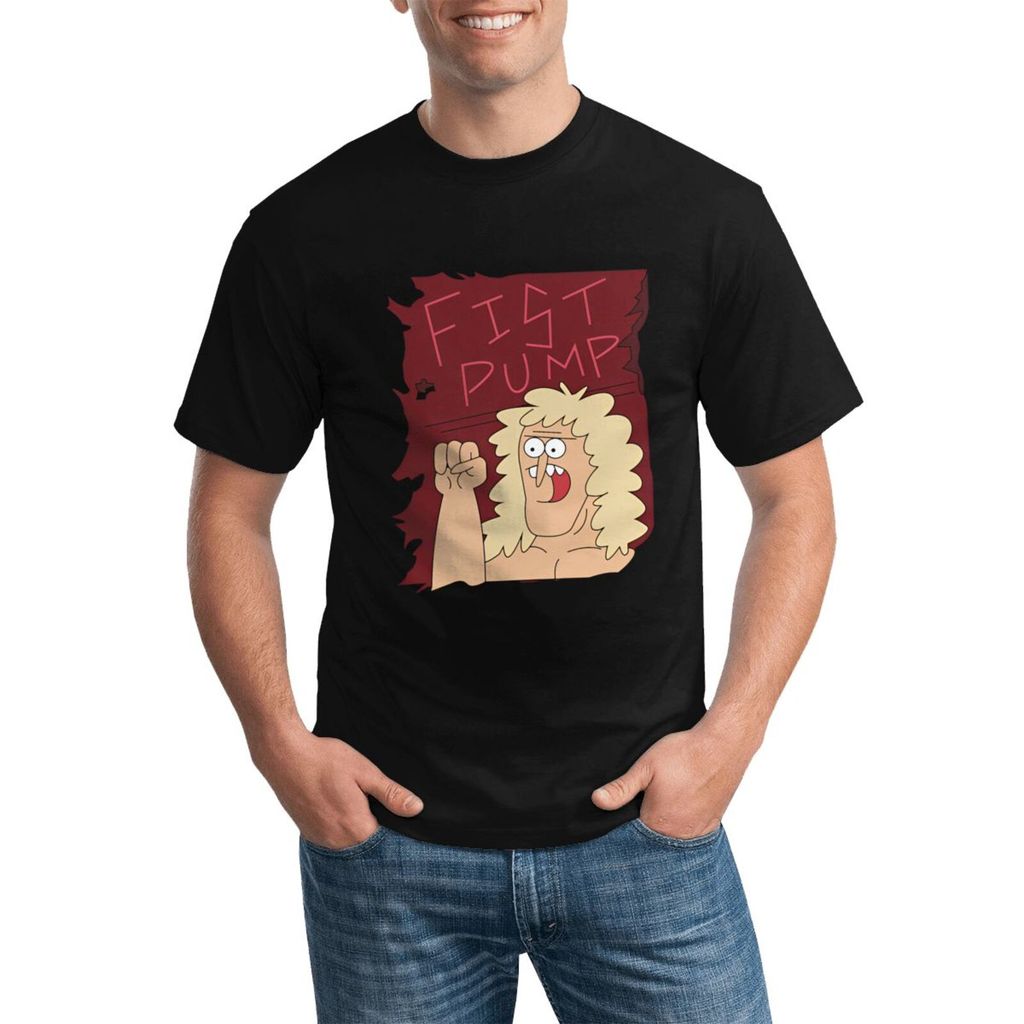 Fist Pump Regular Show Stylish Plus Size Crew Neck T Shirt ผ้าฝ้าย 100% และระบายอากาศ