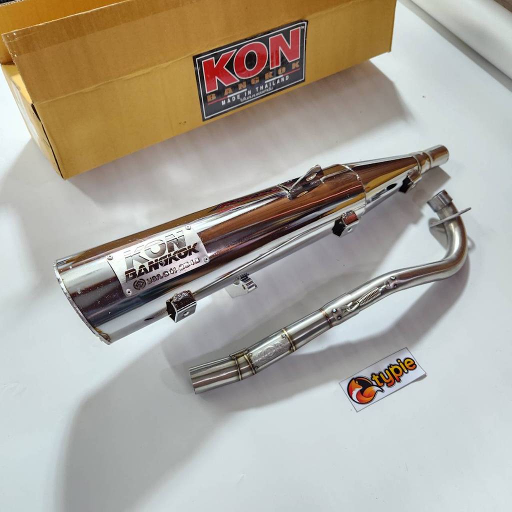 KON คอนบางกอก สีชุบ ท่อผ่า ผ่าหมก เวฟ125R , เวฟ125S , เวฟ125ไฟเลี้ยวบังลม คอ28ออก32 *****มี มอก.***** + แคดลดเสียง