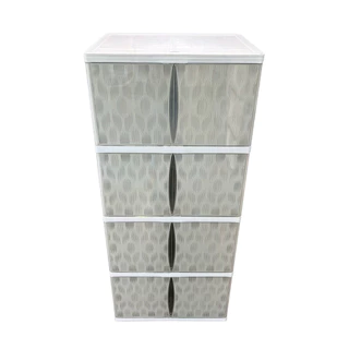 ตู้บานเปิด 4 ชั้น โครงทึบ Leaf KASSA HOME รุ่น ZKG-Clear Vid-V.2 ขนาด 70 x 50 x 162 ซม. สีขาว - เทา