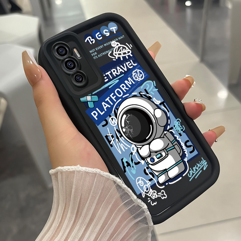 เคสสำหรับ VIVO V23E 4G V23E 5G Y75 เคสโทรศัพท์มนุษย์อวกาศสามสีซิลิโคนกันกระแทก