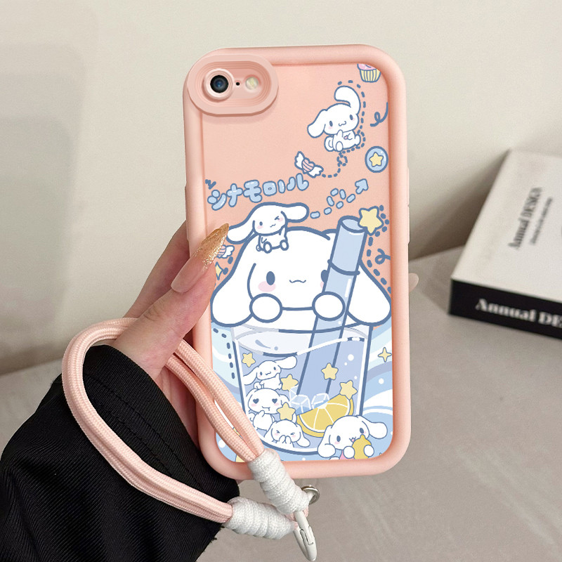 เคสสำหรับ iPhone 6 Plus 6s Plus 7 Plus 8 Plus SE 2020 X Xr Xs Max เคสโทรศัพท์สัตว์น่ารักสามสีซิลิโคนสายคล้องกันกระแทก
