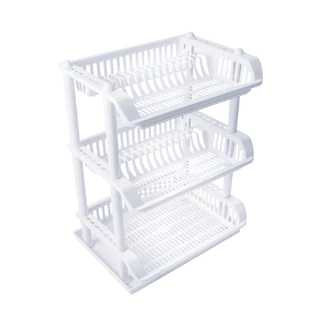 ที่คว่ำจานพลาสติก 3 ชั้น พร้อมถาดรองน้ำ KASSA HOME รุ่น DMT-9850-2/3WH ขนาด 48.5 x 36 x 64 ซม. สีขาว