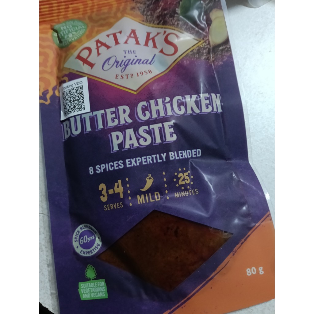 PATAKS Butter Chicken Paste * SAUCE SACHET - SERVES 3-4 * 80g UK INDIAN FOOD IMPORT