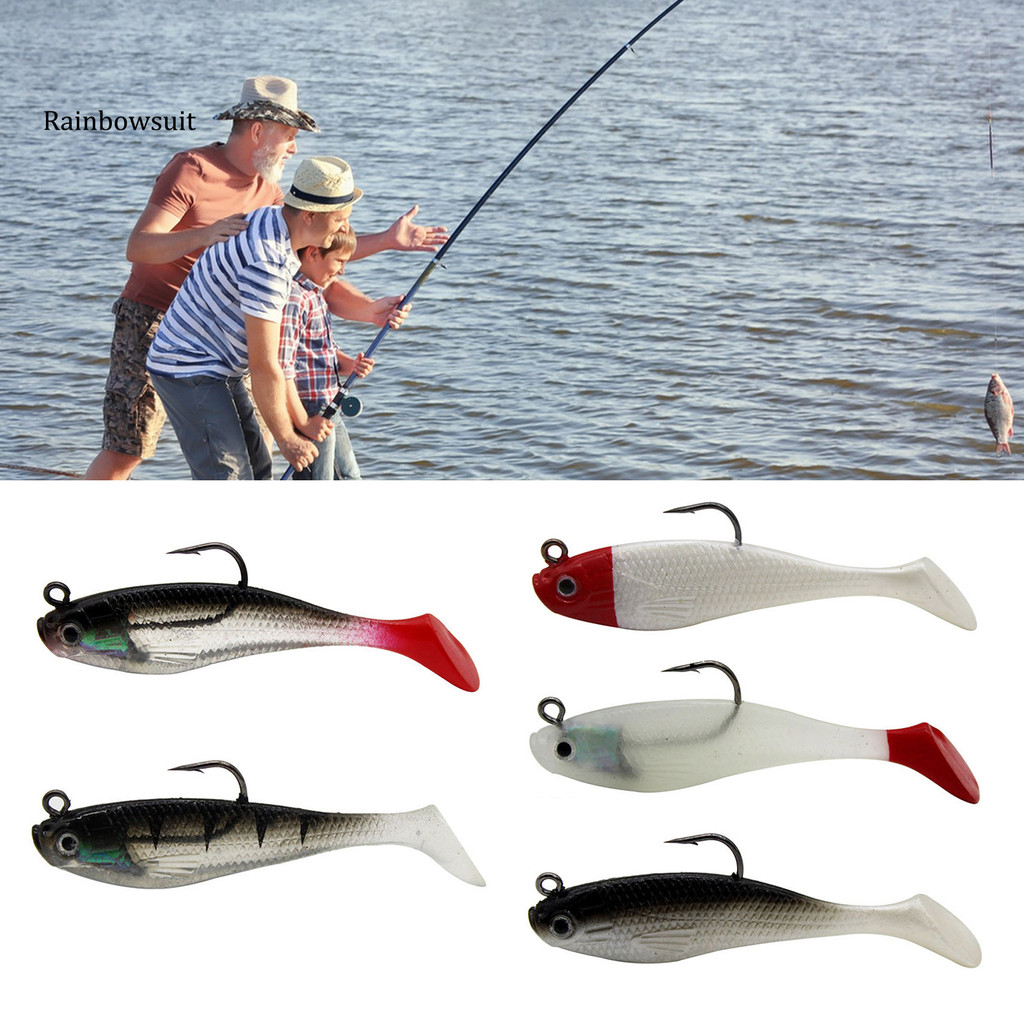 RA- 1/3/5 ชิ้น 8 เซนติเมตร/9.25 กรัมเหยื่อตกปลาอ่อนพร้อมตะขอ Glow-in-the-dark PVC Bionic ประดิษฐ์ Sw