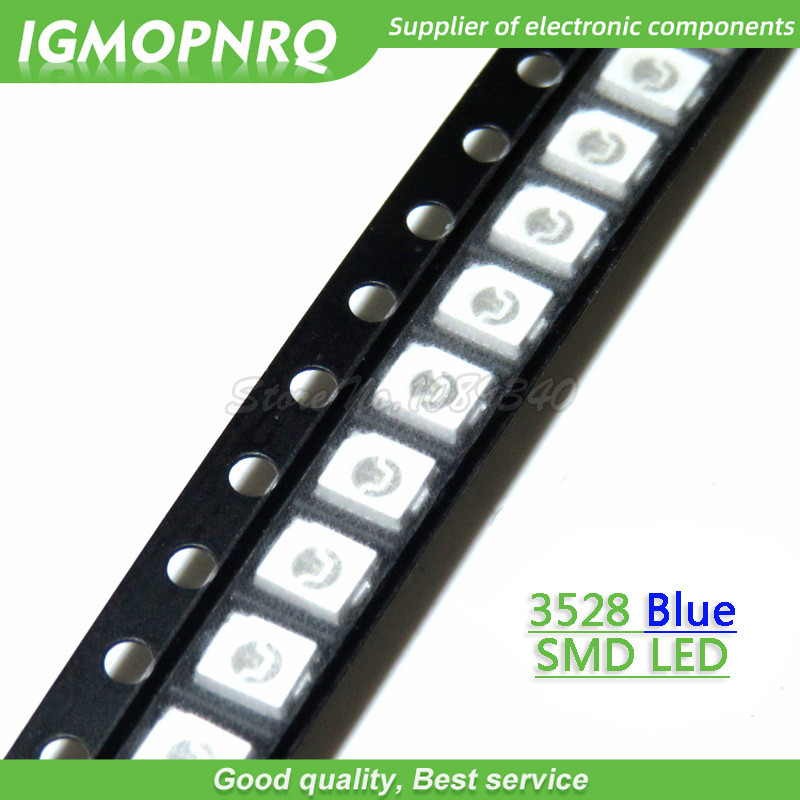100 ชิ้นสีฟ้า 3528 1210 SMD LED ไดโอดแสง IGMOPNRQ
