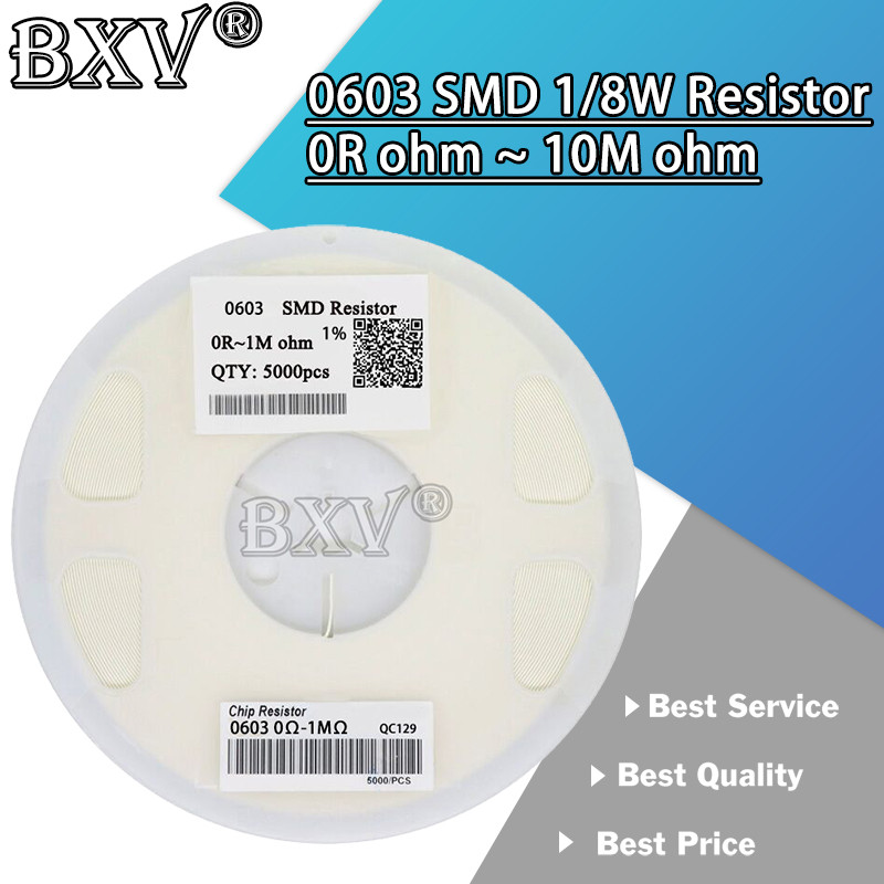 CR-5000PCS 0603 SMD 1/8W 0 โอห์ม ~ 10M Ohm Chip Resistor ใหม่ 0 10R 100R 220R 330R 470R 1K 4.7K 10K 