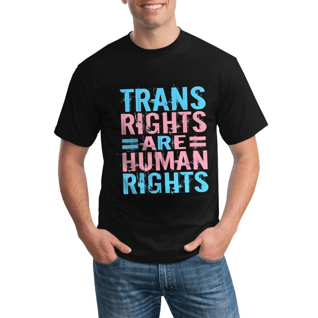 Trans Rights Are Human Rights เสื้อยืดผ้าฝ้ายขนาดบวกอเนกประสงค์สําหรับทุกฤดูกาล
