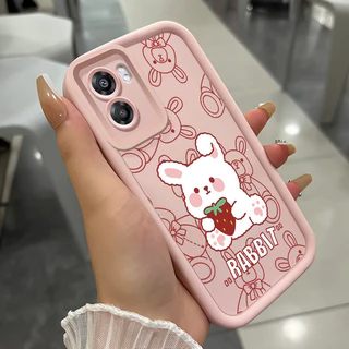 เคสสำหรับ OPPO A57 2022 A77 A2022 A57s A57e A77s เคสโทรศัพท์กระต่ายหมีสามสีซิลิโคนกันกระแทก
