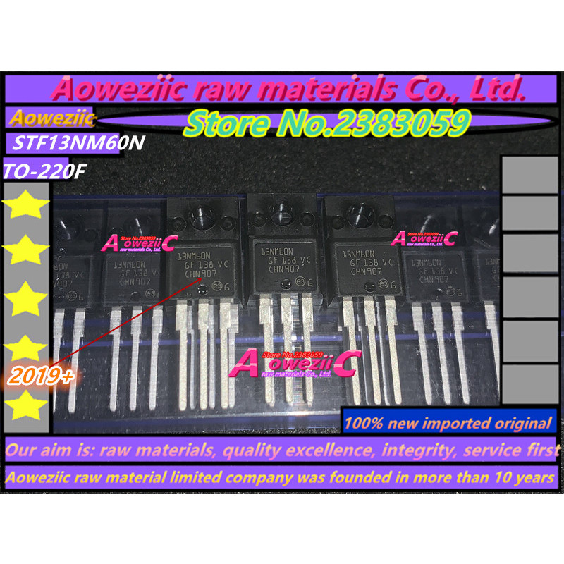 Aoweziic 2019+ 100% ใหม่นําเข้าเดิม 13NM60N STF13NM60N TO-220F FET 13A 600V