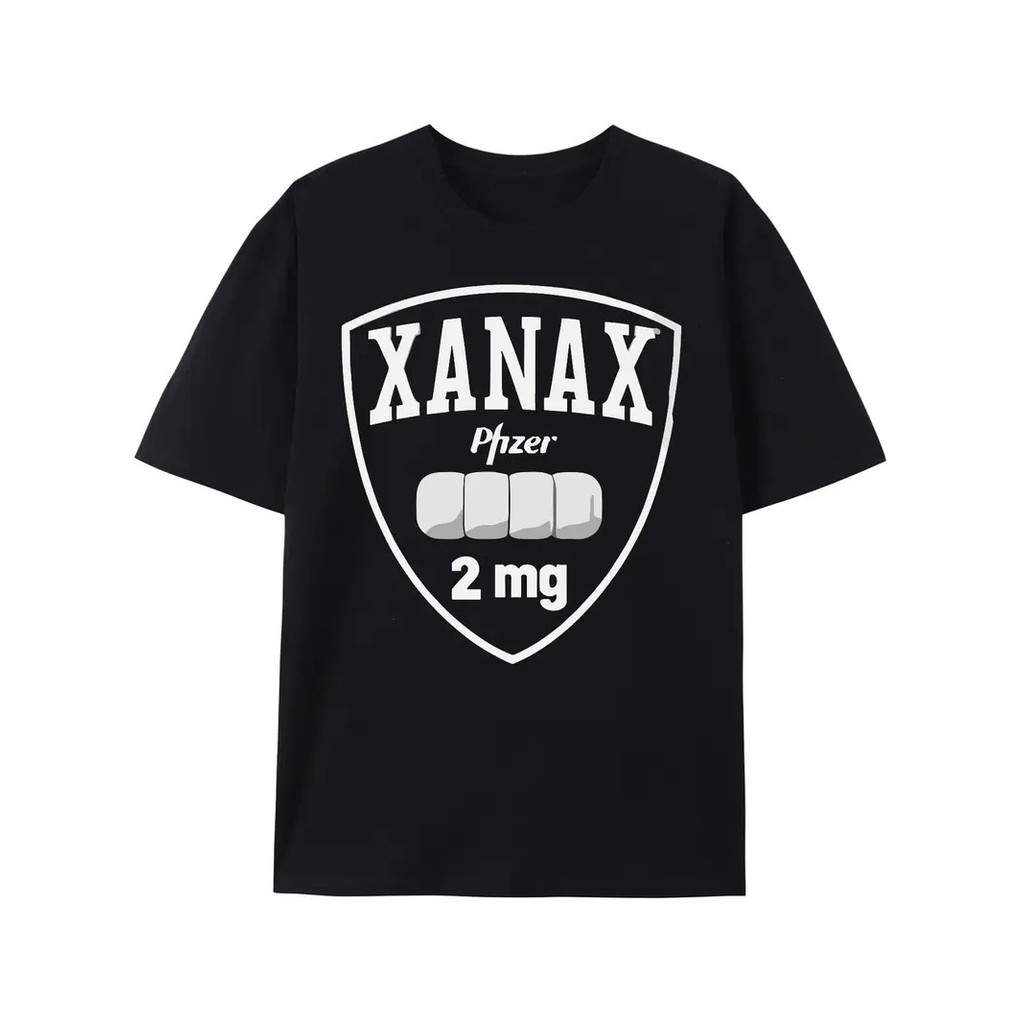 Xanax Black Shield Pattern Short Sleeve, Print T Mens And Mens Cotton Blac