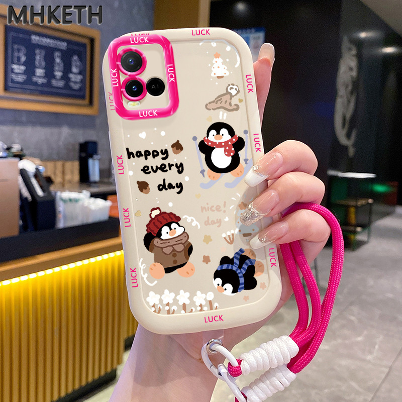 MHKETH เคสสำหรับ VIVO Y21 Y21s Y21t Y21a Y21G Y33s Y33t เคสโทรศัพท์น่ารักพร้อมฝาครอบป้องกันดีไซน์เชือกสำหรับแขวนขั้นสูง