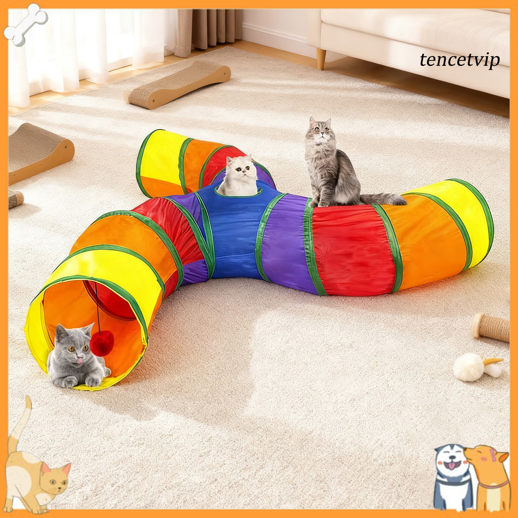 [VIP]Cat อุโมงค์หลอดของเล่นสําหรับแมวในร่ม 5 Way/3 Way/S-Shaped พับเล่นอุโมงค์ Interactive Peep Hole
