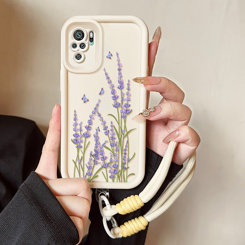 เคสสำหรับ Xiaomi Redmi Note 10 Pro Note 10s POCO M5s เคสโทรศัพท์ลาเวนเดอร์ดอกไม้สามสีซิลิโคนสายคล้องกันกระแทก