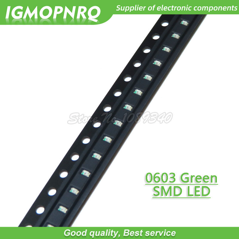 100 ชิ้นสีเขียว 0603 SMD LED ไดโอดแสง IGMOPNRQ