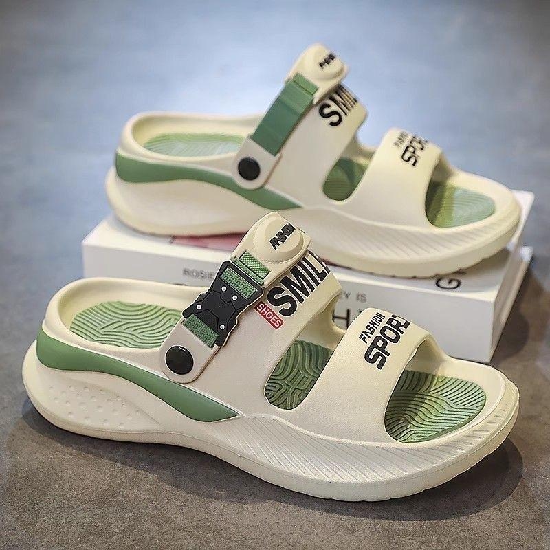 FOYA SHOES เกาหลีนิยมสุภาพสตรีรองเท้าแตะ INS สไตล์สองสีออกแบบนุ่มสบายลื่นและสวมใส่วัสดุ EVA สูง 4 ซม