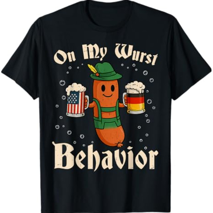 Oktoberfest On My Wurst Beahavior เสื้อยืดผู้ชายเยอรมันตลก