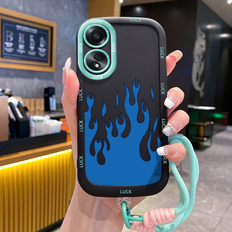 เคสสำหรับ OPPO A58 4G A58 5G A58X 5G A78 5G A1X 5G A2X 5G เคสโทรศัพท์เปลวไฟซิลิโคนสายคล้องกันกระแทก