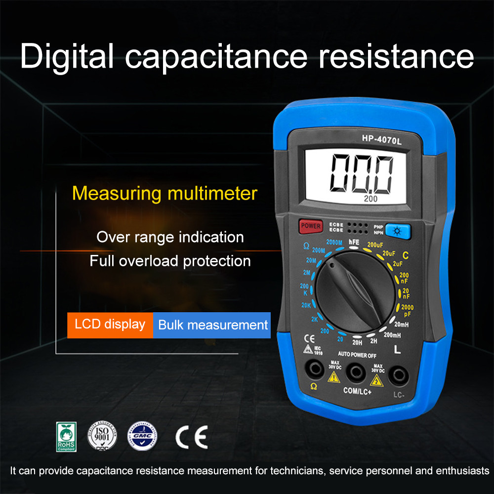 HP-4070L Capacitance Multimeter Digital Induction LCD Meter hFE Test พร้อม Backlight Induction LCR M
