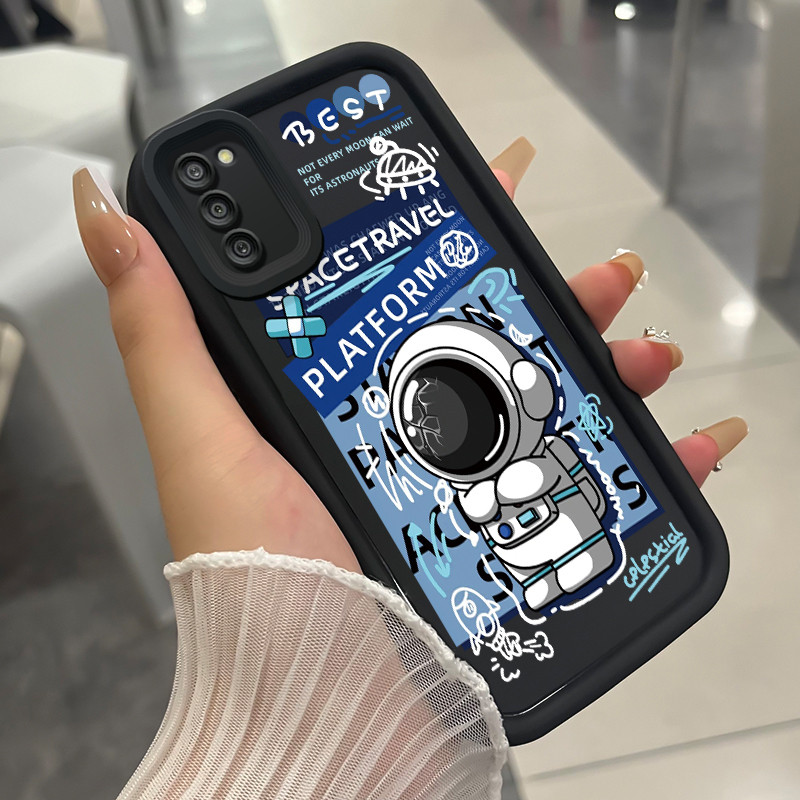 เคสสำหรับ Samsung Galaxy A03s A02s M02s F02s เคสโทรศัพท์มนุษย์อวกาศสามสีซิลิโคนกันกระแทก