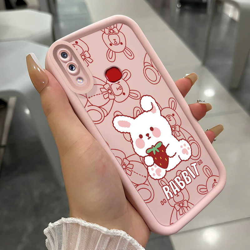 เคสสำหรับ Samsung A10s M01s เคสโทรศัพท์กระต่ายหมีสามสีซิลิโคนกันกระแทก