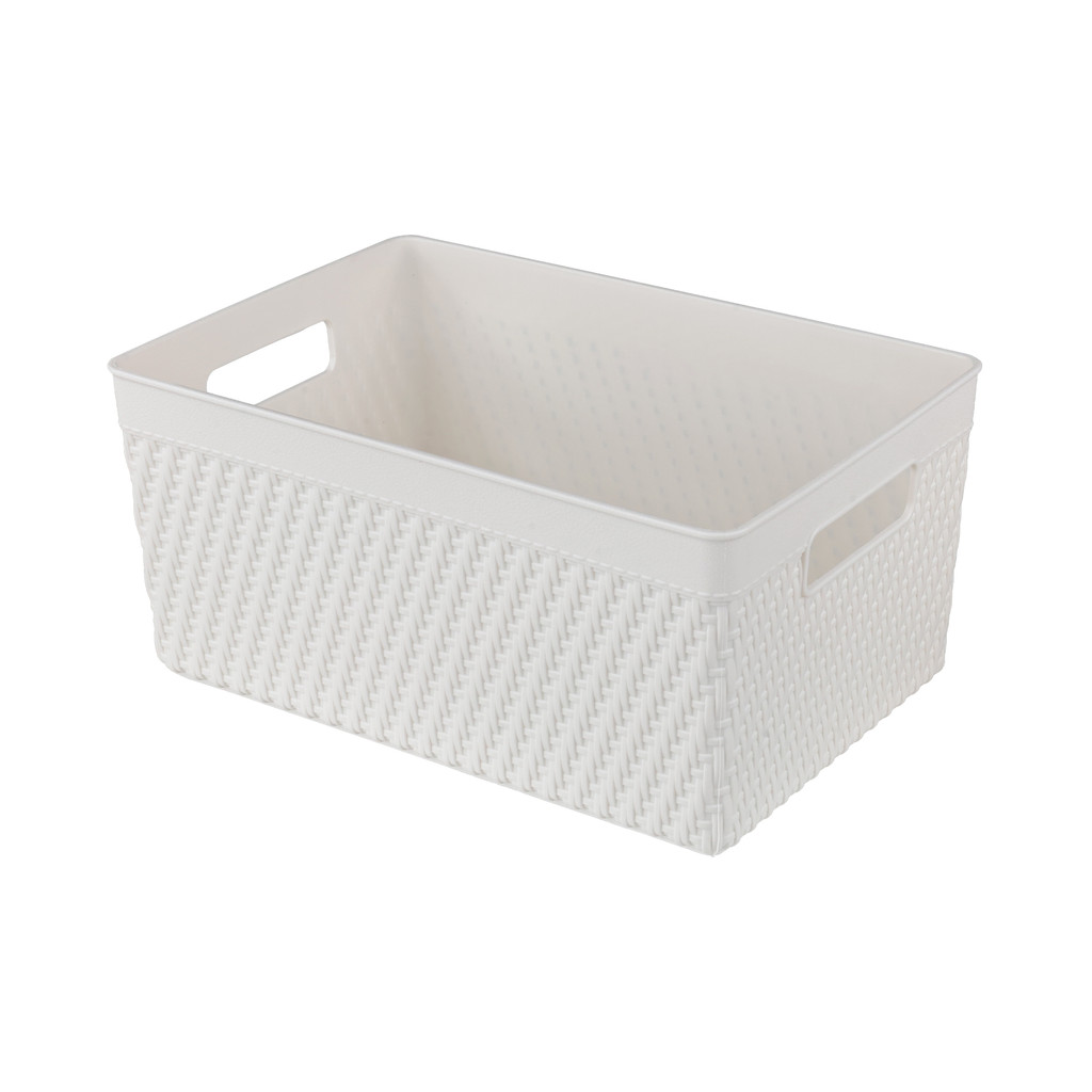 ตะกร้าอเนกประสงค์ทรงเหลี่ยมพร้อมหูจับ Sharon KASSA HOME รุ่น YM-6320 ขนาด 25.5 x 17 x 12 ซม. สีขาว