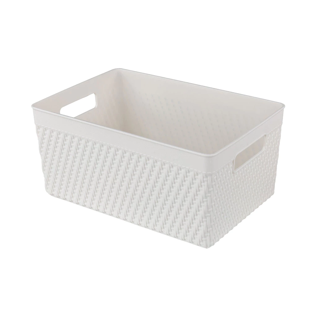 ตะกร้าอเนกประสงค์ทรงเหลี่ยมพร้อมหูจับ Sharon KASSA HOME รุ่น YM-6320 ขนาด 25.5 x 17 x 12 ซม. สีขาว