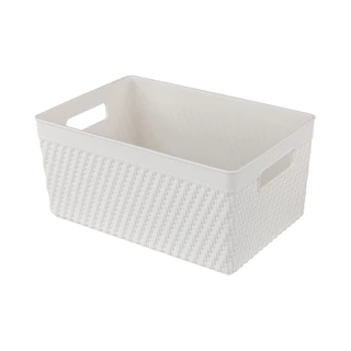 ตะกร้าอเนกประสงค์ทรงเหลี่ยมพร้อมหูจับ Sharon KASSA HOME รุ่น YM-6320 ขนาด 25.5 x 17 x 12 ซม. สีขาว