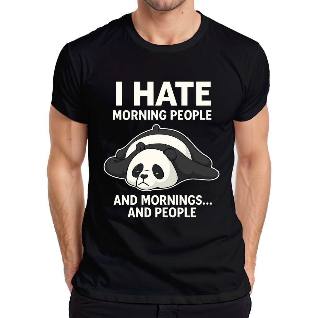 I Hate Morning People และ Morning Panda Tyred Gift Coffee Mens เสื้อยืด
