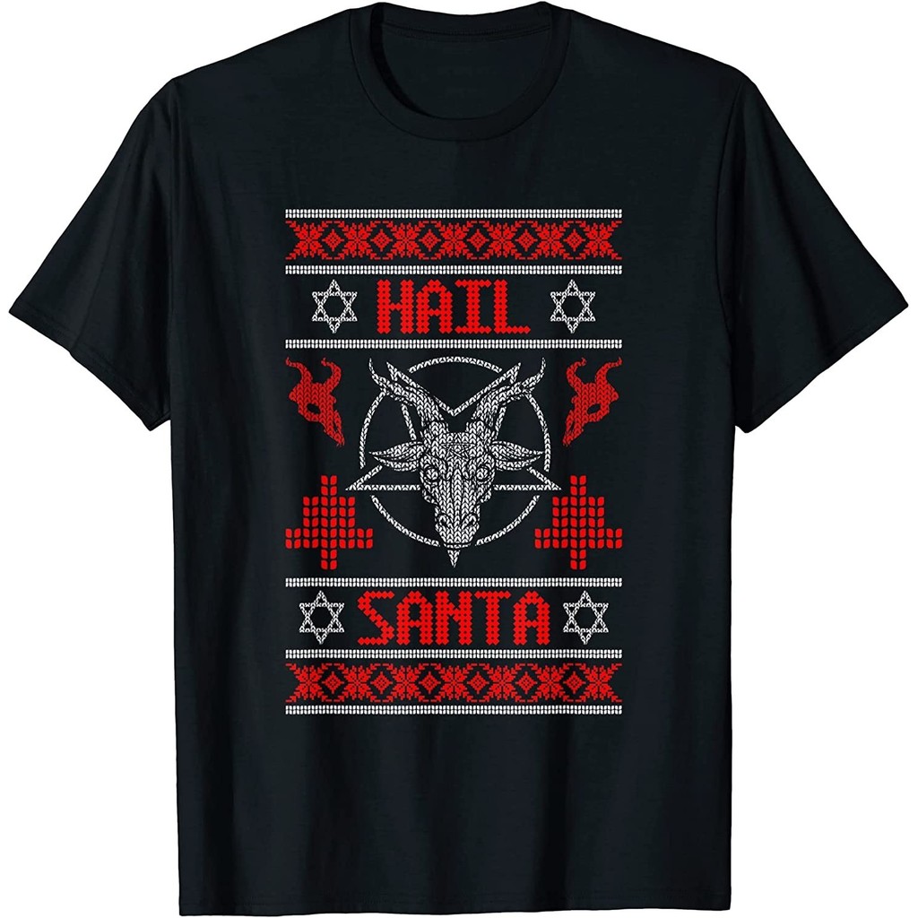 เสื้อยืดฮาโลวีย์น Christmassy Rock Metal Satan ใหม่