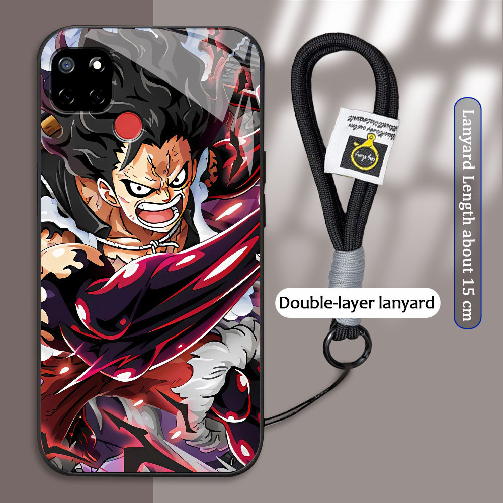 Realme Q Q5I V5 V13 Q3I Q3 5G V23 K9X C17 C12 C25 C25S C35  เคสกระจก ราชาโจรสลัด ลูฟฟี่ ขอบนุ่ม + สา