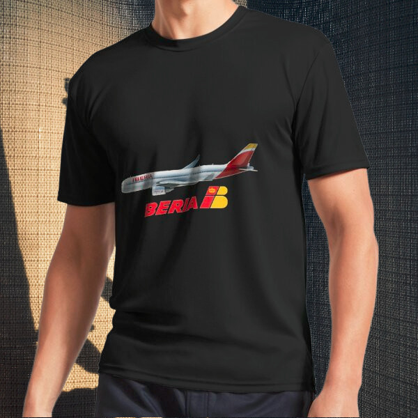Iberia Spain Airline Active T-Shirt Logo เสื้อยืดผู้ชาย Funny Size S ถึง 3Xl